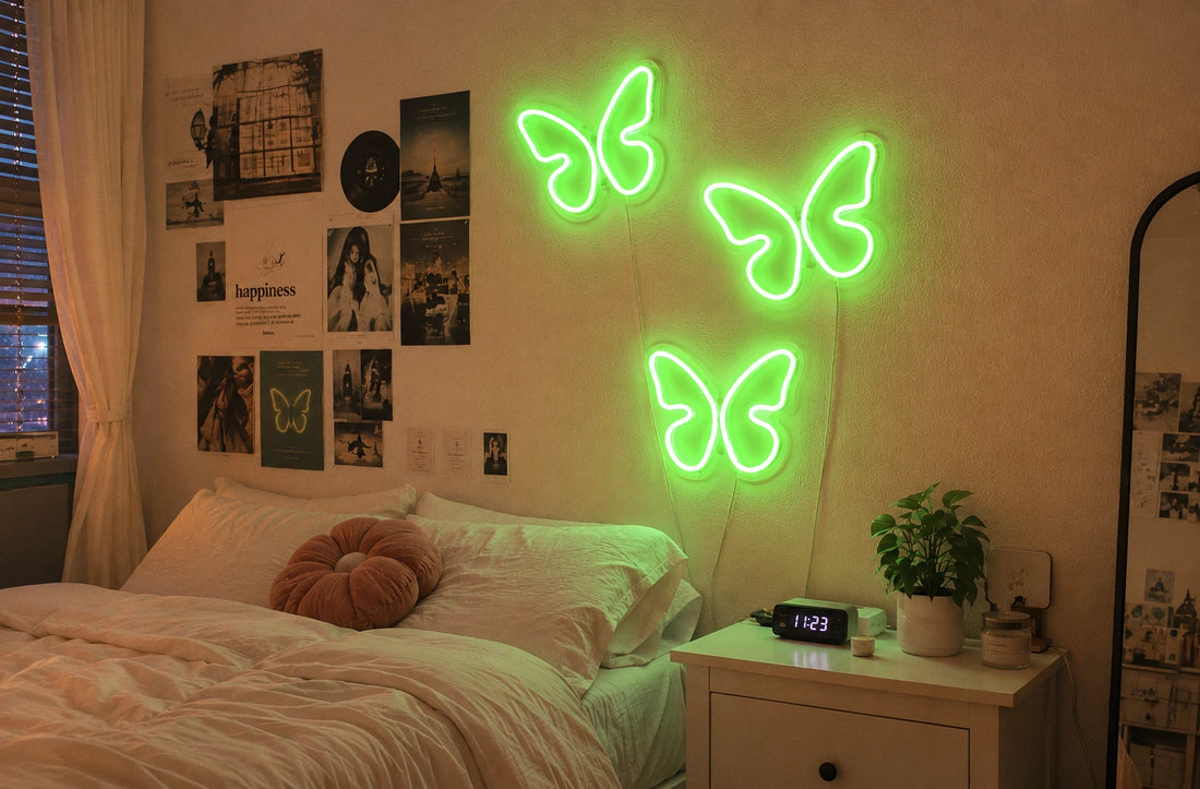 Butterfly LED Neon Sign | Aesthetic Bedroom Wall Decor | Neon Room Light