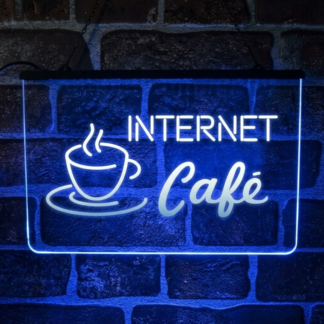 Internet Café Coffee Cup LED Neon Sign | Coffee Shop Business Light