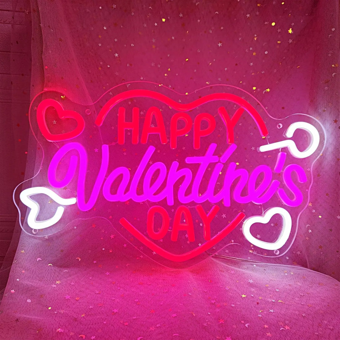 Happy Valentine's Day Neon Sign – LED Light for Wall Décor