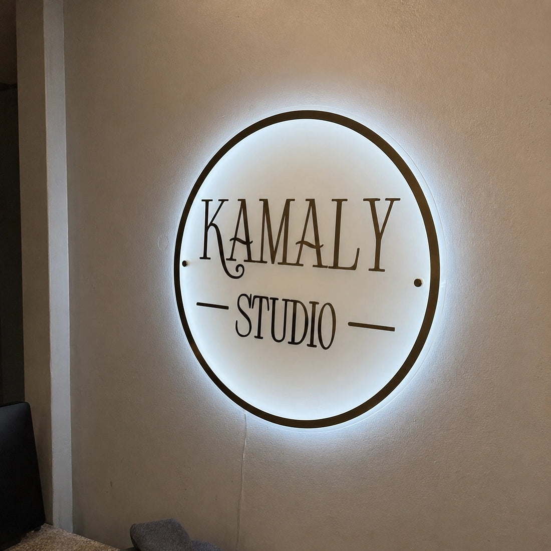 Custom Round LED Halo Acrylic Business Sign | Premium Illuminated Logo Wall Sign