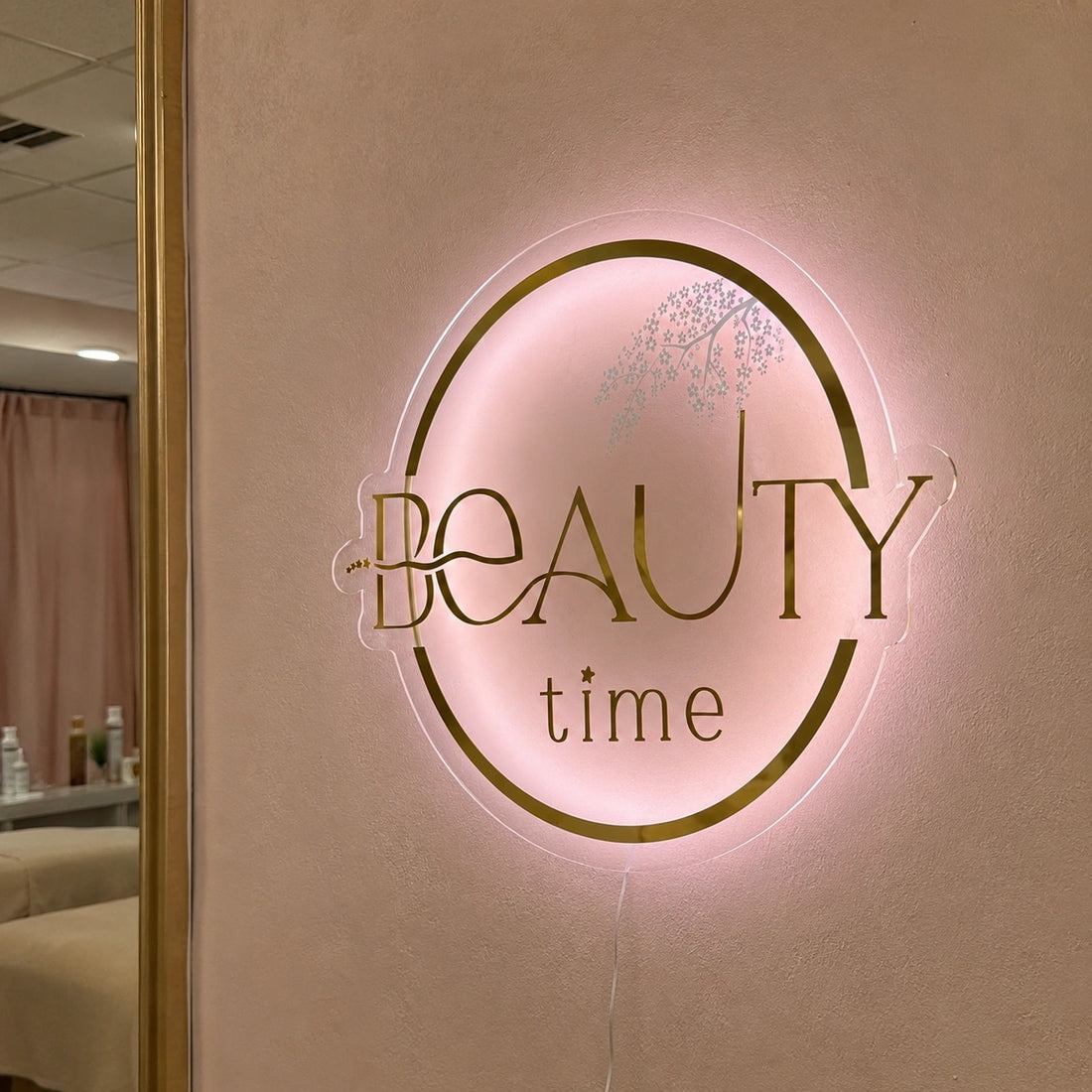 Custom Round Beauty Salon LED Sign | Personalised Acrylic Backlit Business Sign