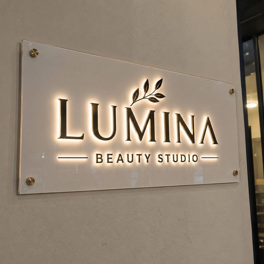 Lumina Beauty Studio LED Halo Sign | Luxury Reception Logo Wall Sign
