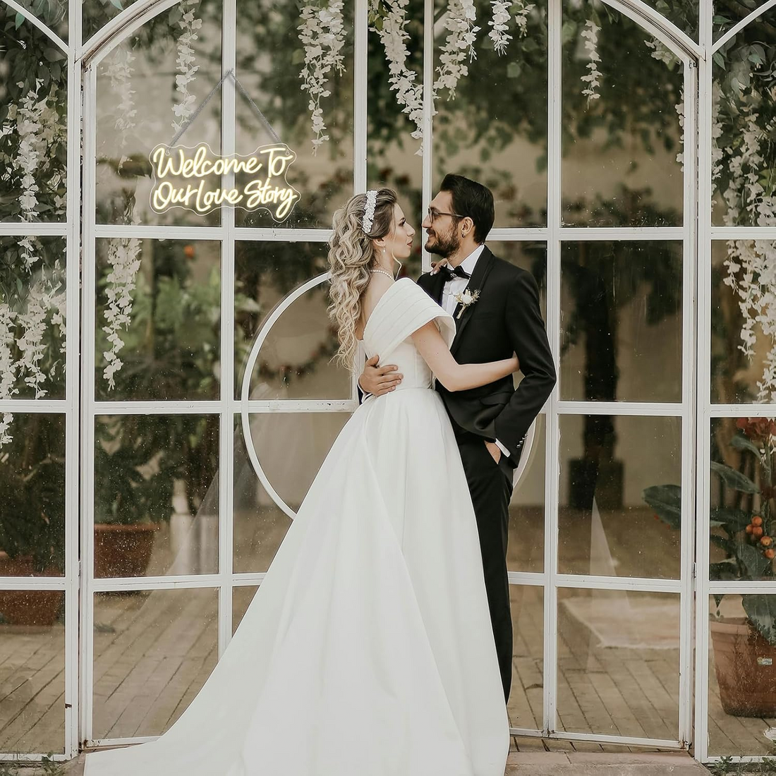 Welcome To Our Love Story LED Neon Sign – Romantic Wedding & Engagement Decor