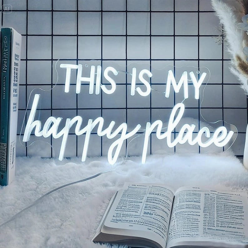 "This Is My Happy Place" LED Neon Sign | Cozy Wall Decor