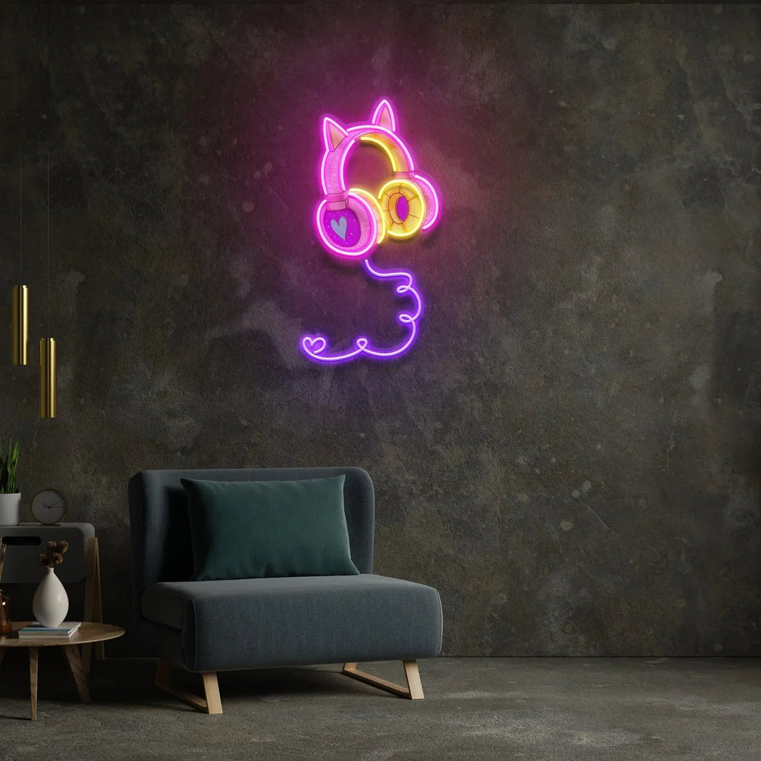 Cute Headphones Neon Sign – A Vibrant Glow for Music Lovers - Neon Brothers