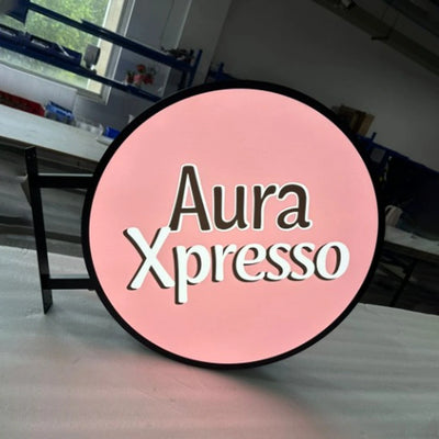 Round Double-Sided Lightbox Sign – Custom LED Wall Sign for Shops & Cafés