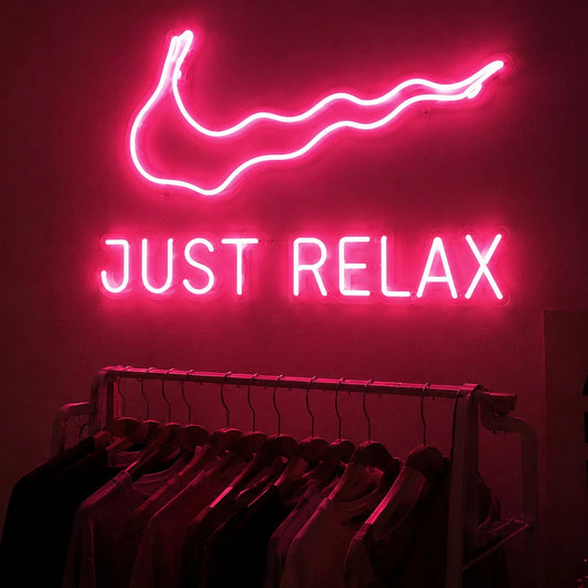 Just Relax LED Neon Sign | Aesthetic Room Wall Decor | Pink Neon Light