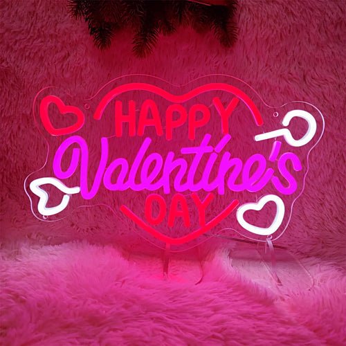Happy Valentine's Day Neon Sign –  LED Light for Wall Décor