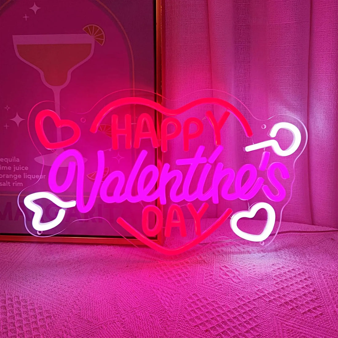 Happy Valentine's Day Neon Sign –  LED Light for Wall Décor
