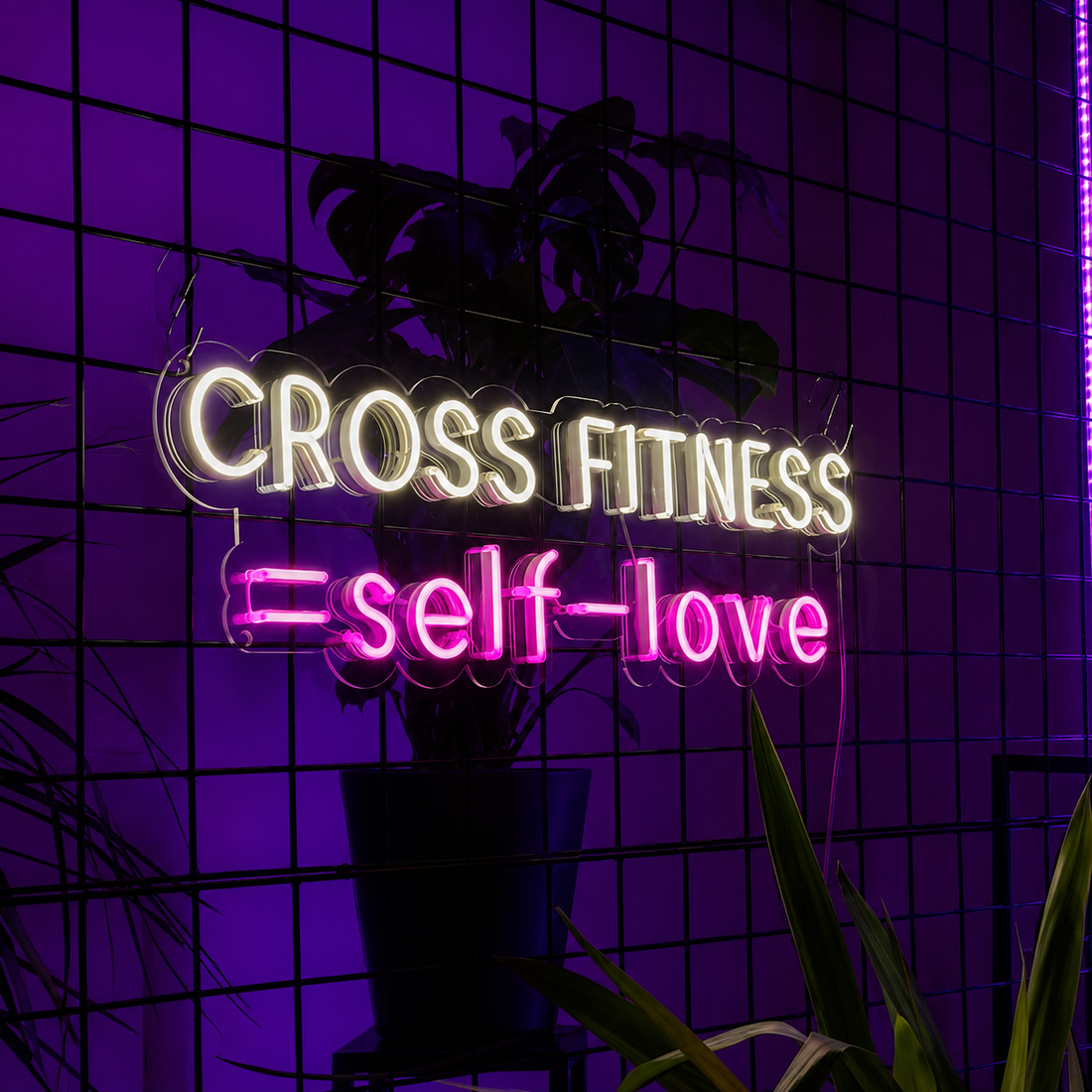 Cross Fitness Is Self-Love LED Neon Sign – Gym Motivational Wall Decor