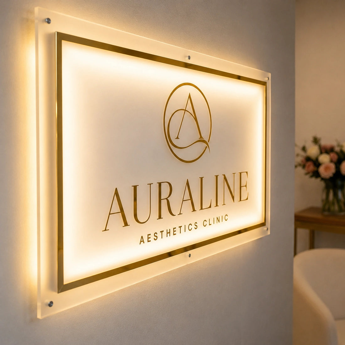 Aesthetics Clinic LED Halo Sign | Luxury Reception Logo Wall Sign