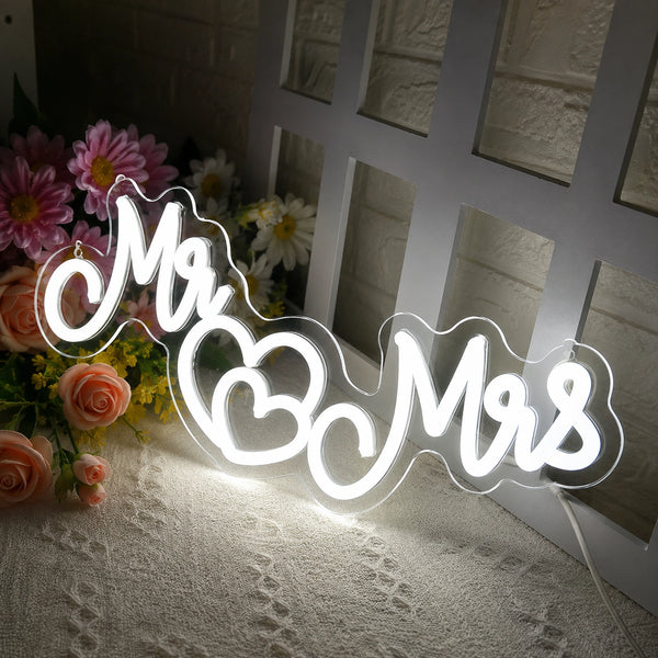 Mr & Mrs LED Neon Sign – Wedding & Reception Decor Light