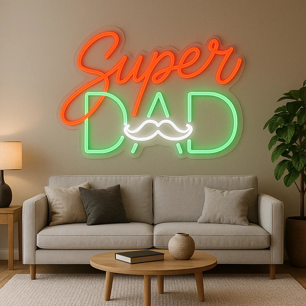 Personalised Super Dad Neon Light LED Gift