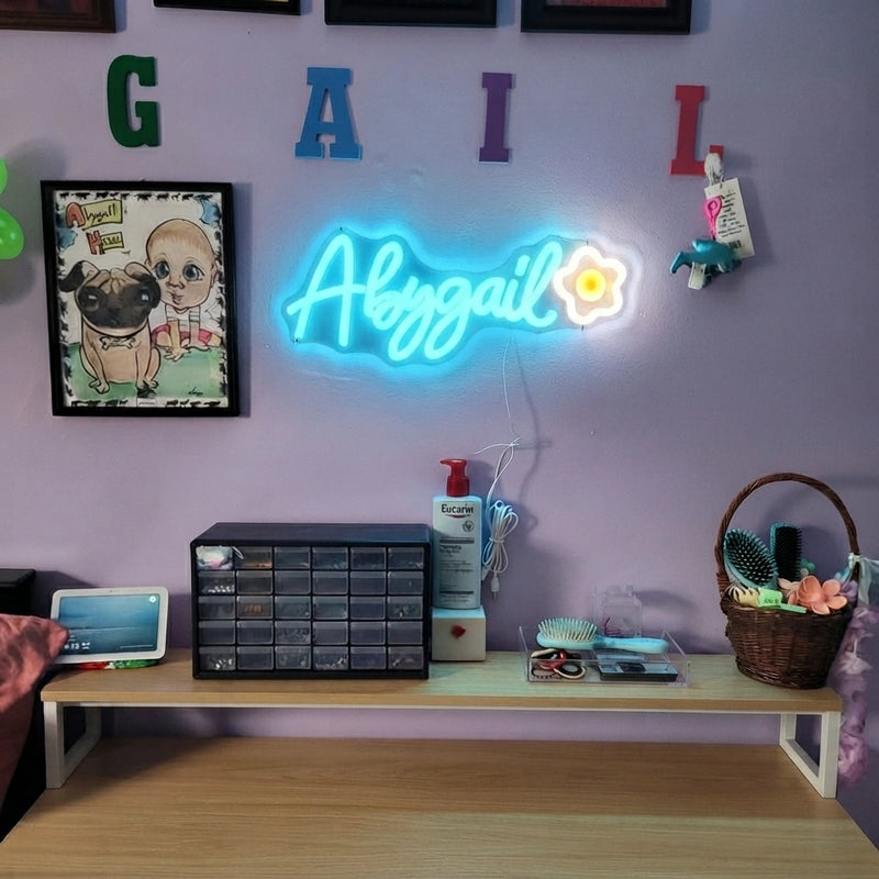 Laser Cut LED Neon Name Sign for Children's Bedroom Abigail - Neon Brothers