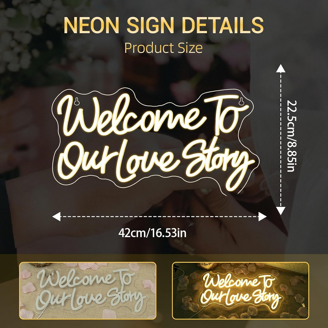 Welcome To Our Love Story LED Neon Sign – Romantic Wedding & Engagement Decor