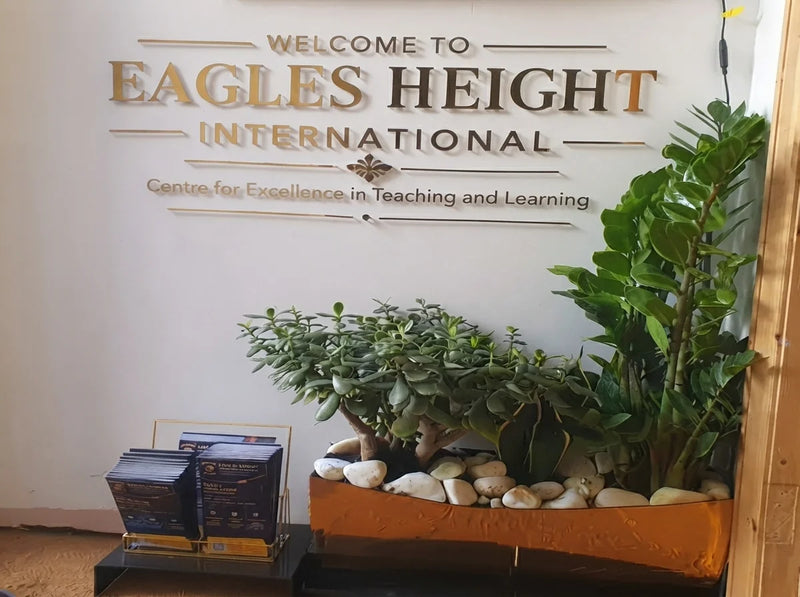 Custom 3D school reception wall sign for Eagles Height International – Brisbane, QLD – Neon Brothers