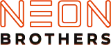 Neon Brothers logo with orange and black text on a white background
